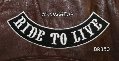 Ride to live white iron and sew on bottom rocker patch for biker jacket br350sk