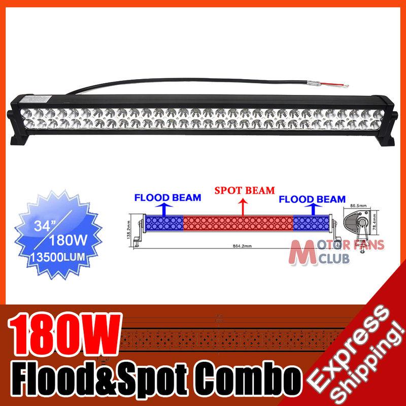 34inch 180w led work light bar lamp 13500lm offroad spot&flood combo 240w/260w