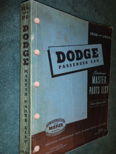 1936-1942 dodge car master parts catalog original mopar book 41 40 39 38 37 36