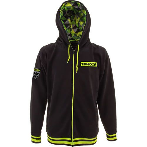 Slednecks destroy mens zip up hoodie black/yellow