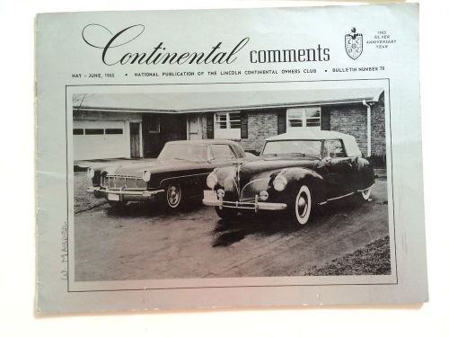 1965 lincoln continental comments magazine bulletin #78 literature book 5+6 / 65