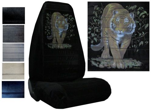 Velour seat covers car truck suv tiger in bush high back pp #x