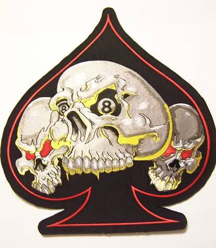 #1017 3xl motorcycle vest patch  three ace skulls