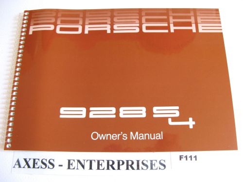 1988 porsche 928 s4 928s4 owners manual drivers operators instructions book f111