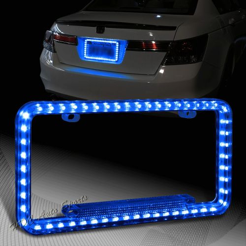 1 x 54 blue led light flash front rear license plate cover frame kit universal 5