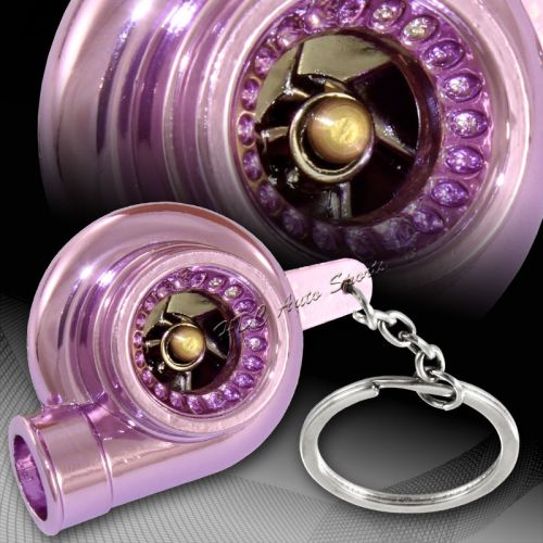 Universal purple chrome turbo charger bearing spinning turbine key chain ring