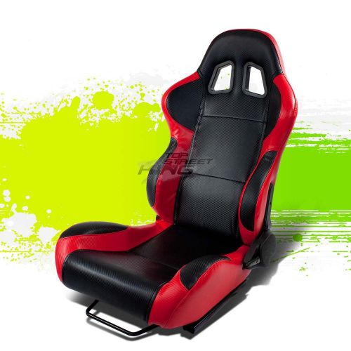 2 x red+carbon pvc leather jdm sports racing seats+adjustable slider driver side