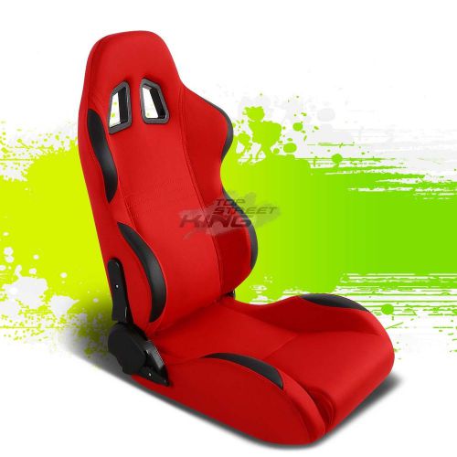 Red cloth/black reclinable jdm sports racing seats+adjustable sliders right side