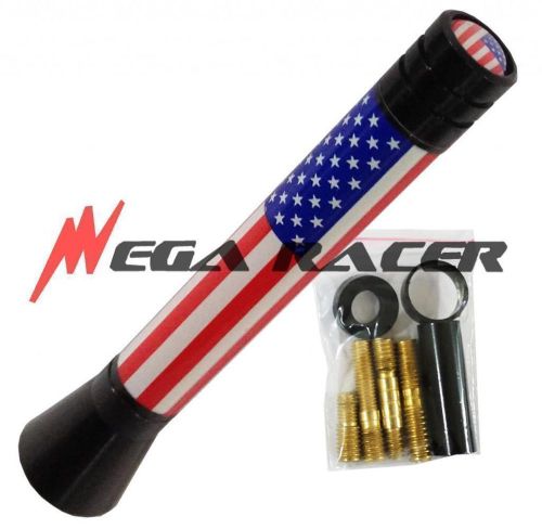 Jdm 3&#034; in/76mm usa flag united states blue red star #a9 short antenna for dodge