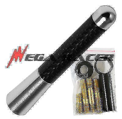 Volvo jdm short silver 3&#034; in/76mm carbon fiber #33v oem screw type antenna