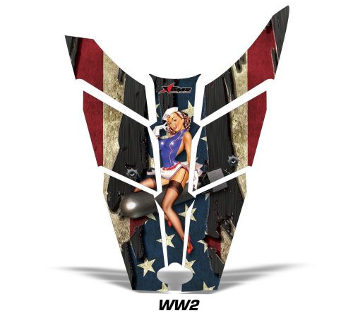 Amr racing sled hood wrap graphic decal polaris rush rmk snowmobile parts ww2