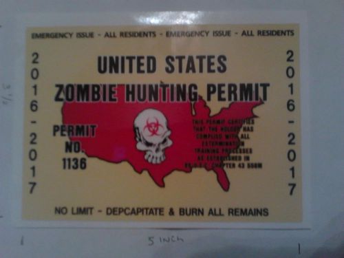 United states zombie hunting permit decal for rat rod hunt walkers 2016 2017 hot