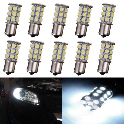 10pcs white 1156 ba15s led 27-smd bulbs tail backup brake turn lights rv camper