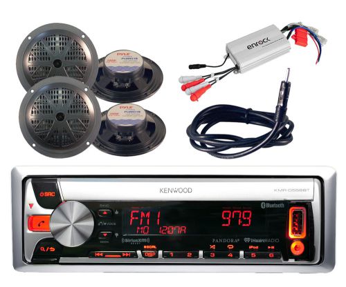 Kenwood marine bluetooth cd usb iphone radio,4 marine speakers,antenna+ 800w amp