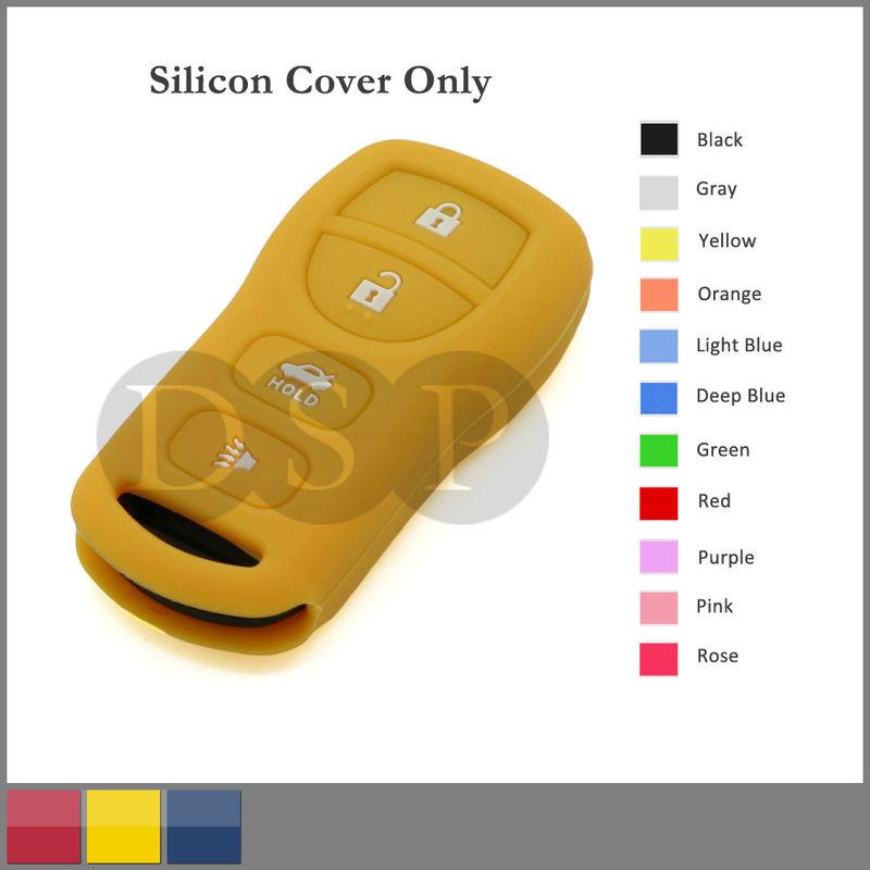 Silicone skin jacket cover holder for nissan remote key case shell 4 button yl