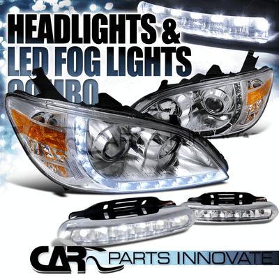 04-05 honda civic chrome led projector headlights+led fog bumper drl