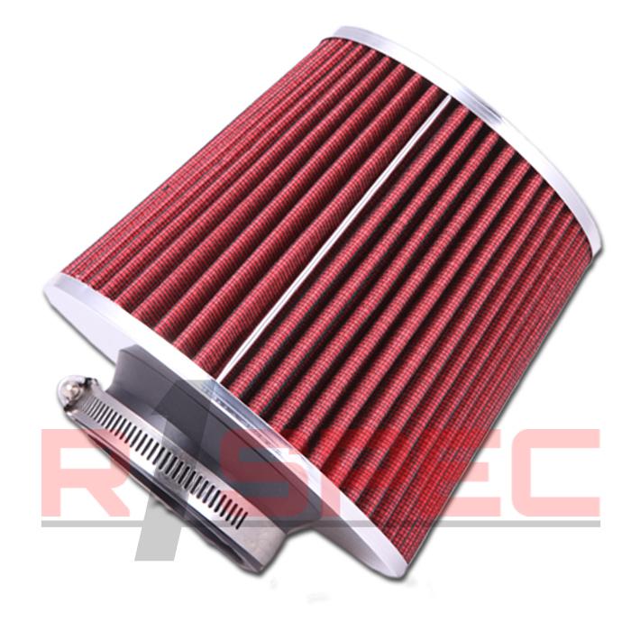 Red high performance 3" inlet cone dry flow air filter oil free turbo charger rd