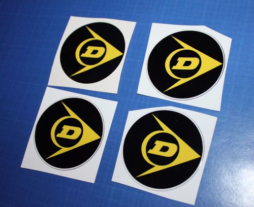 Dunlop tires x4 50mm stickers wheel centre tyres race car sport speed rally bike