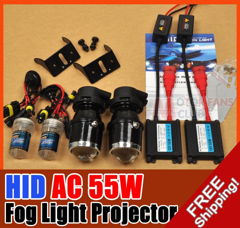 New ac/55w universal fit hid fog light projectors lens kit ballast super bright!