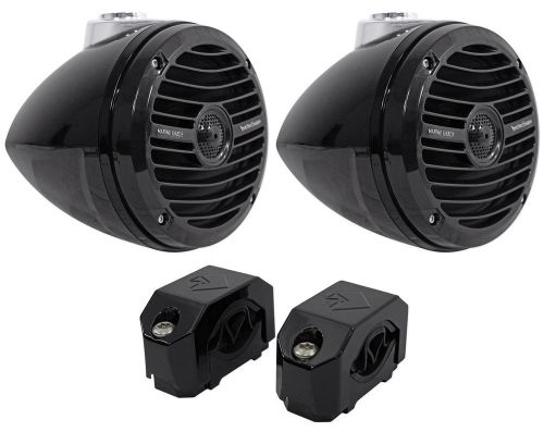 Pair rockford fosgate rm1652w-mb 300w 6.5&#034; mini wakeboard tower speakers+clamps