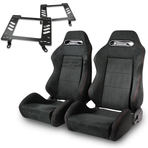 Type-r racing seat full black suede+silder/rail+for 63-72 chevelle bracket x2