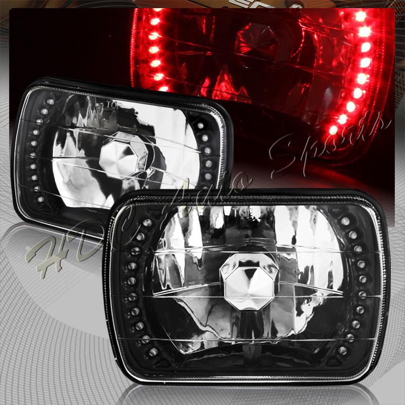 7"x6" h6054 sealed beam replacement red led black/chrome clear headlight lamps