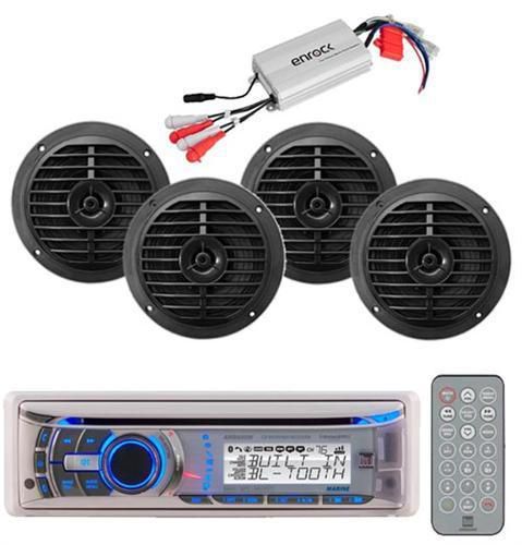 New dual 240w mp3 cd usb radio player for marine &amp; 800 watt amp /4 speakers pkg