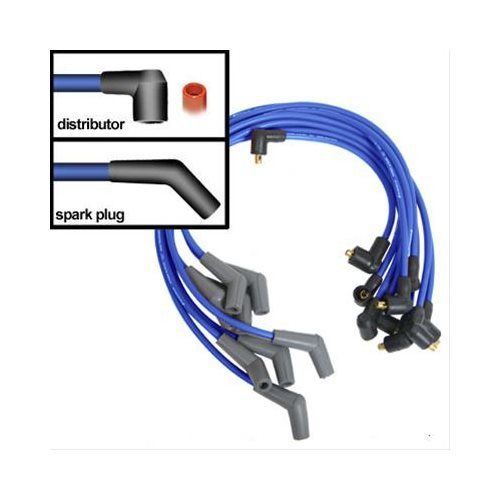 Summit racing spark plug wires spiro wound 8mm blue 45 deg boots amc/gm/ford v8