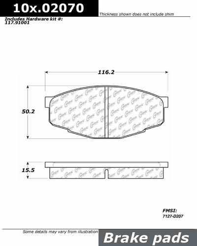 Centric 105.02070 brake pad or shoe, front