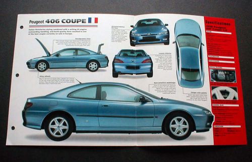 1998 peugot 406 coupe 3.0 photos fact spec imp brochure
