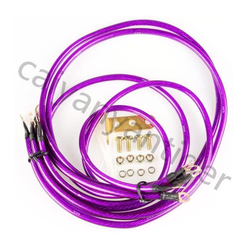 5 pcs purple universal car suv blue ground/grounding wire cable earth system kit