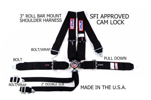 Rjs racing sfi 16.1 6 point cam lock roll bar mount belt black 1031301