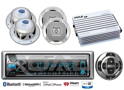 Marine 6.5&#034; speakers, bluetooth marine usb cd radio/wired remote, 400w amplifier