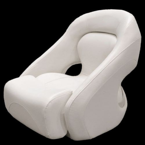 White vinyl marine boat captain bolster seat - single