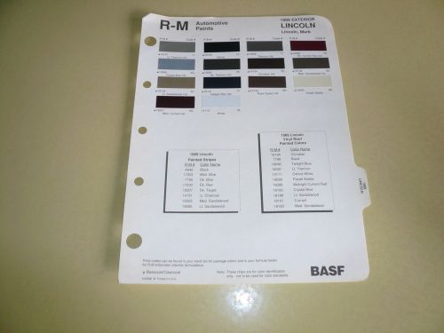 1989 lincoln mark r-m color chip paint sample basf- vintage