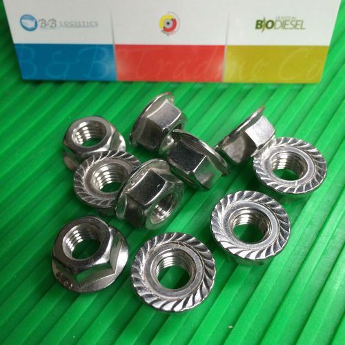 Metric m8 flange nuts, stainless steel metric flange nuts m8, bag of 10