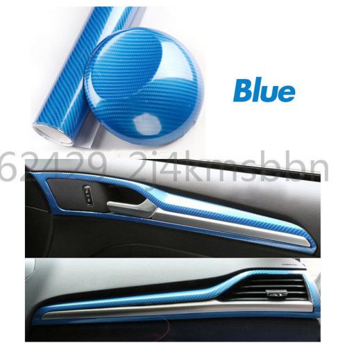 Blue 12&#034;x60&#034; 5d ultra shiny gloss glossy carbon fiber vinyl wrap sticker decal