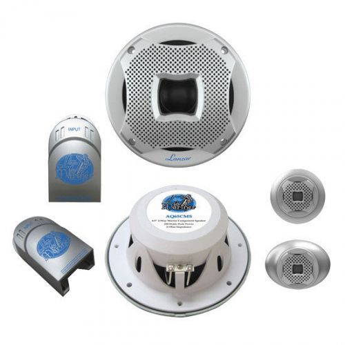 New lanzar aq65cms pair white 500 watts 6.5&#039;&#039; 2-way marine component system