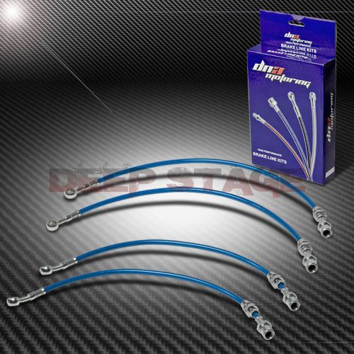 Stainless braided hose racing brake line kit for 89-94 maxima se/gxe w/abs blue