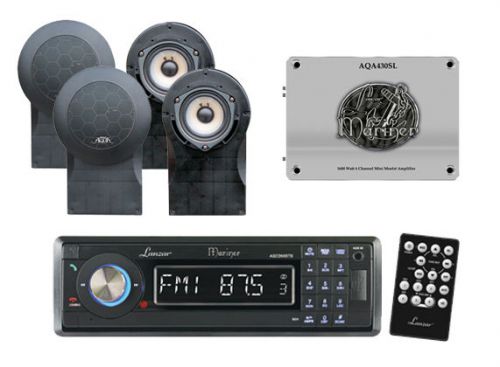 Aqcd60btb marine cd/mp3/usb w/bluetooth player+ 4 speakers &amp; 1600 watt mini amp