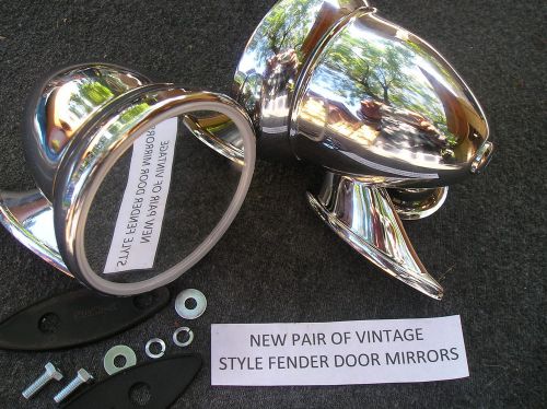 New pair right and left 50`s ~ 60`s chrome bullet style racing mirrors 86