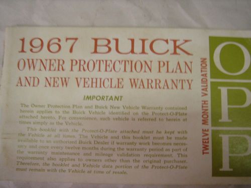 1967 buick owner protection booklet original mauual used free shipping