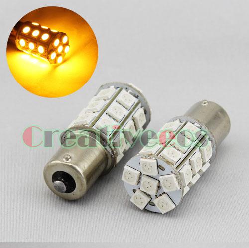 2x 1156/ba15s 27 smd 5050 led rear/turn signal light backup reverse light yellow