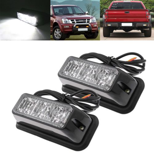 2x white 3-led waterproof warning hazard emergency beacon flash strobe light bar