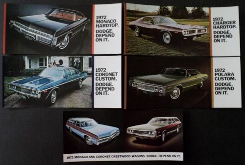 Nos 1972 dodge original post cards charger coronet polara monaco crestwood set 5