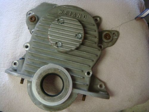 Original weiand ford 289 302 351w finned aluminum timing cover w/ fuel inj. pump