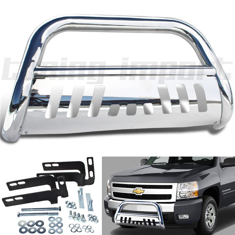 07-13 sierra 07-13 silverado chrome front push bull bar grille sport guard new