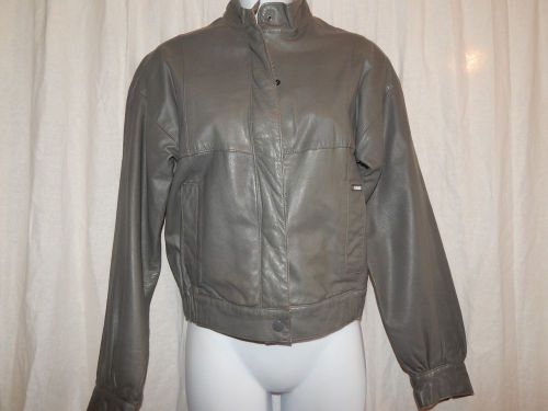 Women&#039;s 6 s vtg saab scania gray leather jacket car racing g britain roetan