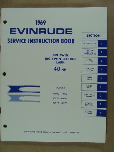 1969 omc evinrude 40 hp big twin outboard motor service repair manual 506610 oem