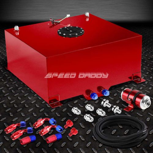 20 gallon aluminum fuel cell tank+cap+feed line kit+30 micron inline filter red